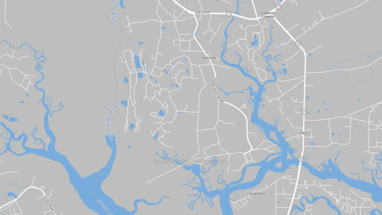 Transit Grade map of Sheldon, SC