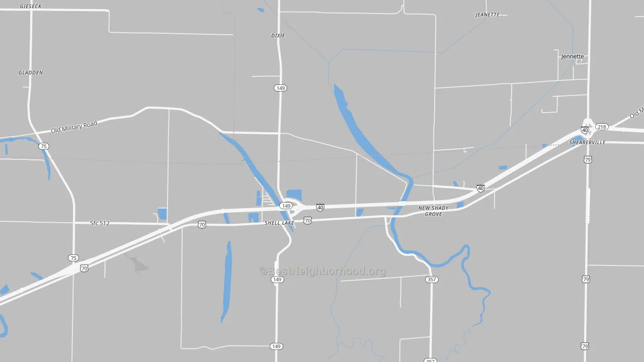 Transit Grade map of Shell Lake, AR