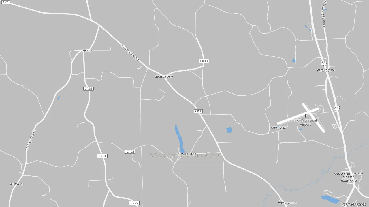 Transit Grade map of Shellhorn, AL