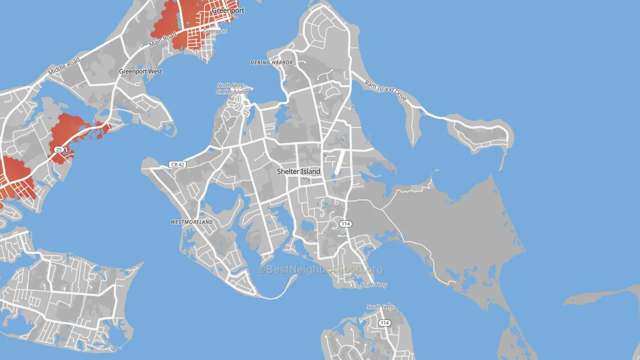 Transit Grade map of Shelter Island, NY