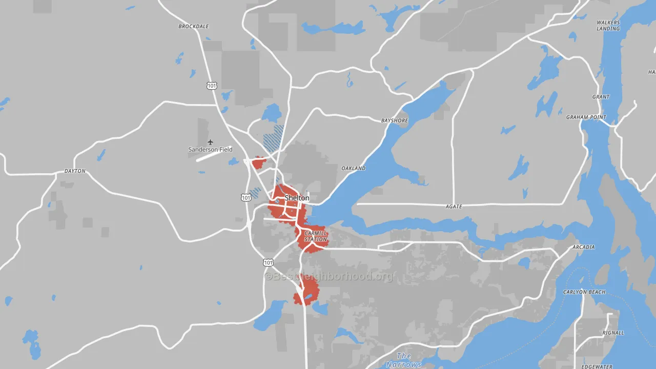 Transit Grade map of Shelton, WA