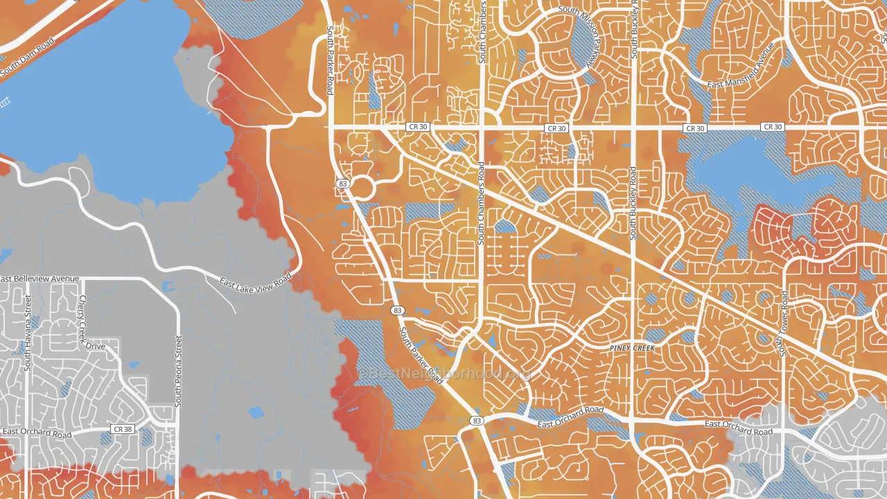 Transit Grade map of Shenandoah, Aurora, CO