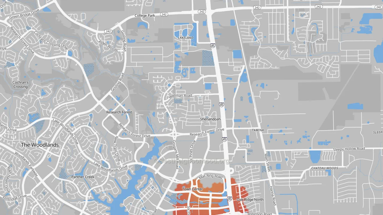 Transit Grade map of Shenandoah, TX