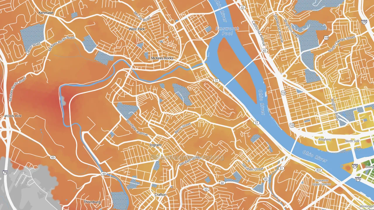 Transit Grade map of Sheraden, Pittsburgh, PA