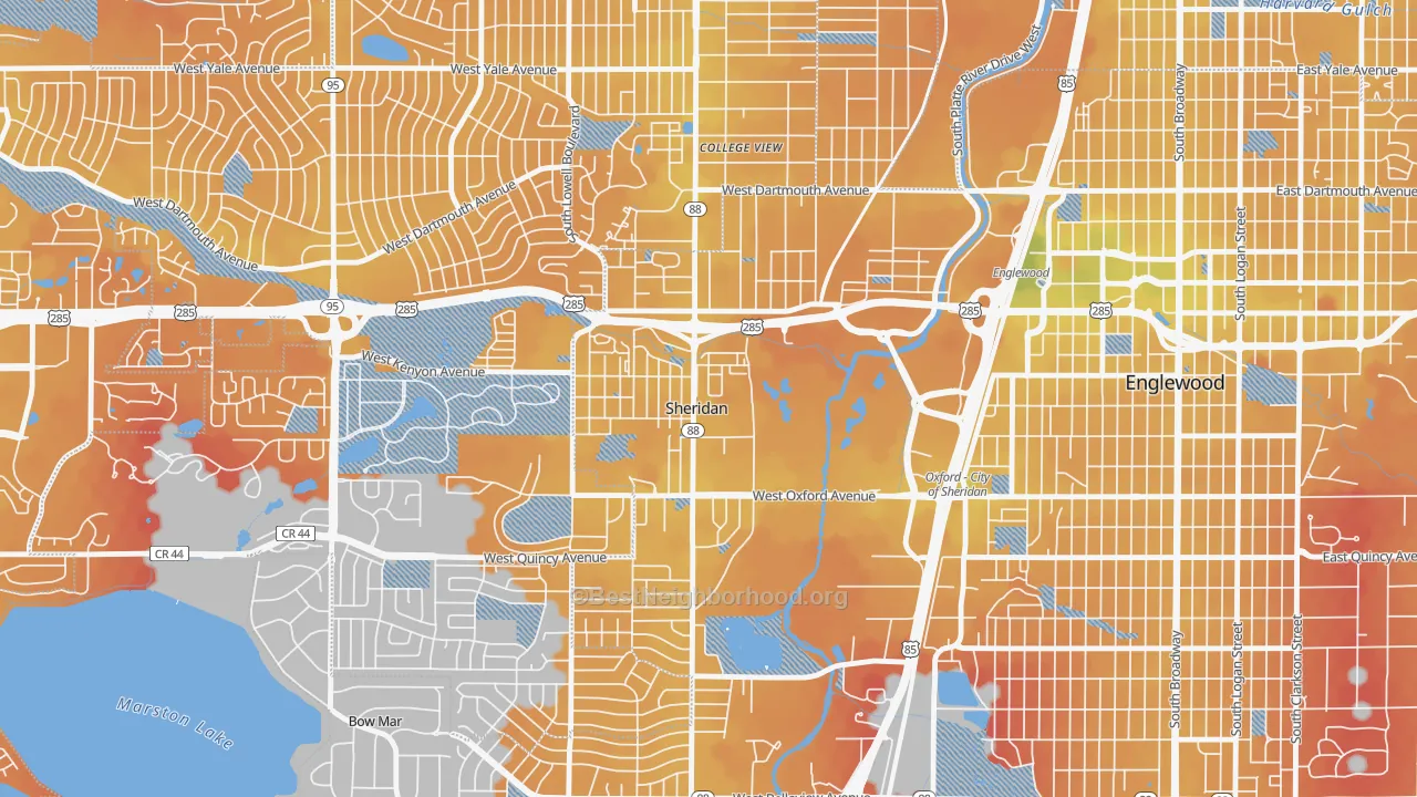 Transit Grade map of Sheridan, CO