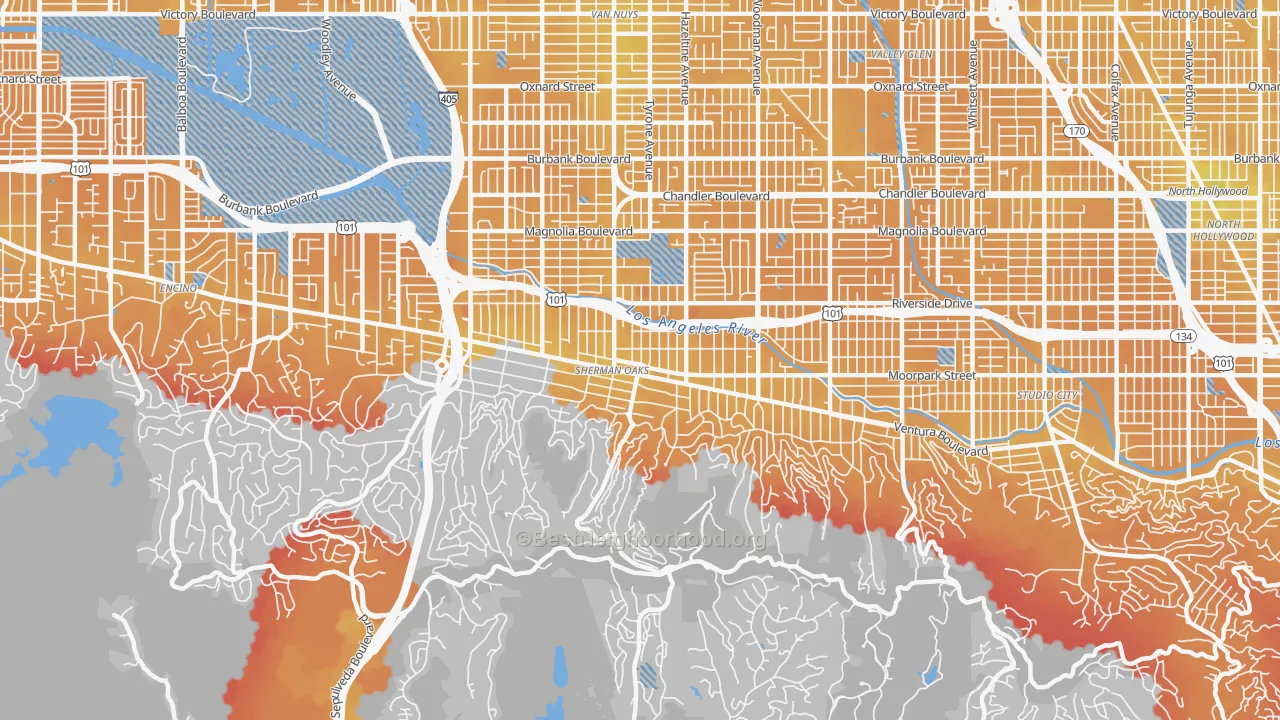 Transit Grade map of Sherman Oaks, CA