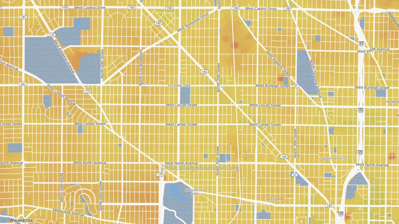 Transit Grade map of Sherman Park, Milwaukee, WI