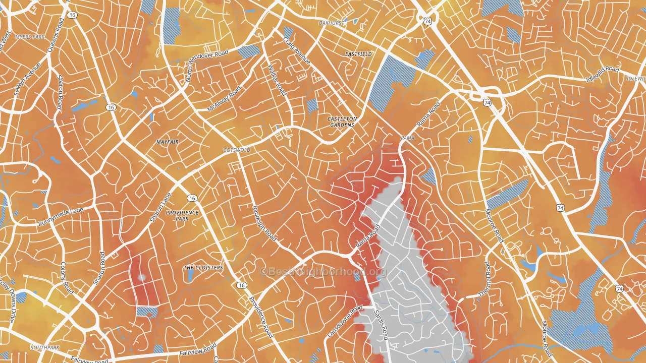 Transit Grade map of Sherwood Forest, Charlotte, NC