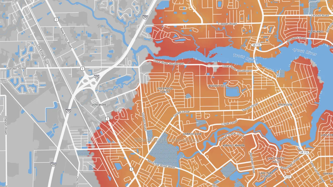 Transit Grade map of Sherwood Forest, Jacksonville, FL