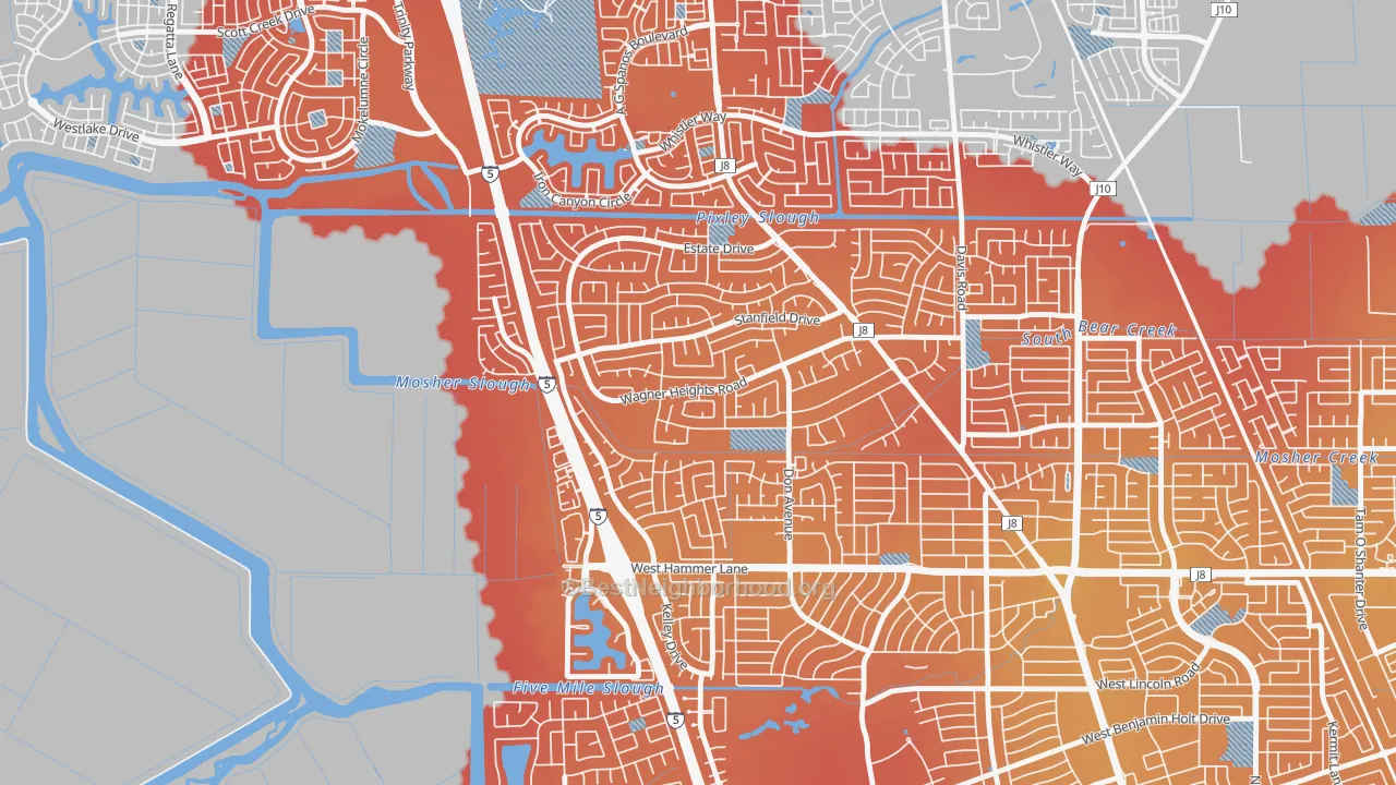 Transit Grade map of Sherwood Manor, Stockton, CA