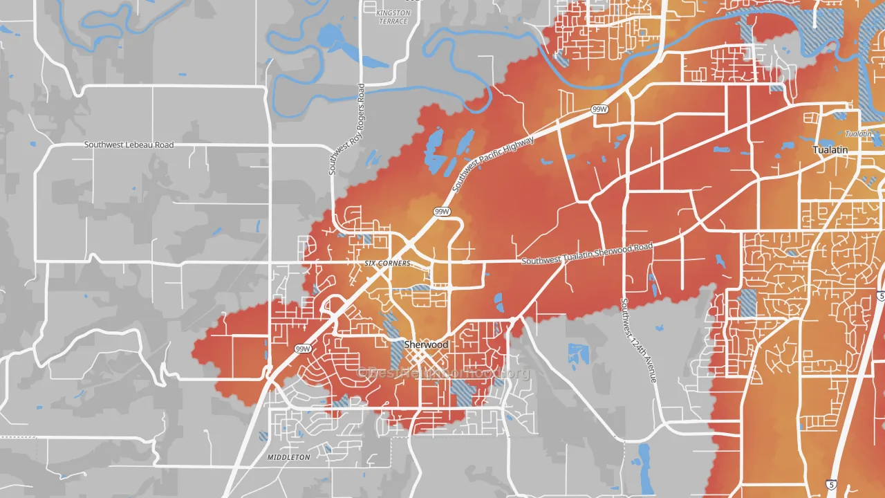 Transit Grade map of Sherwood-Tualatin North, Sherwood, OR