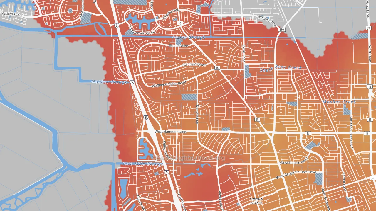 Transit Grade map of Sherwoods Manor, Stockton, CA
