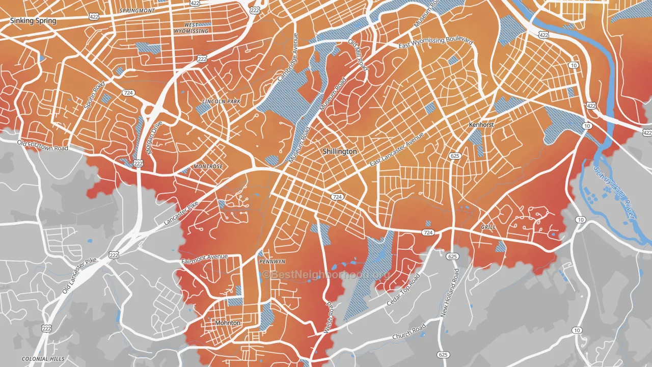Transit Grade map of Shillington, PA