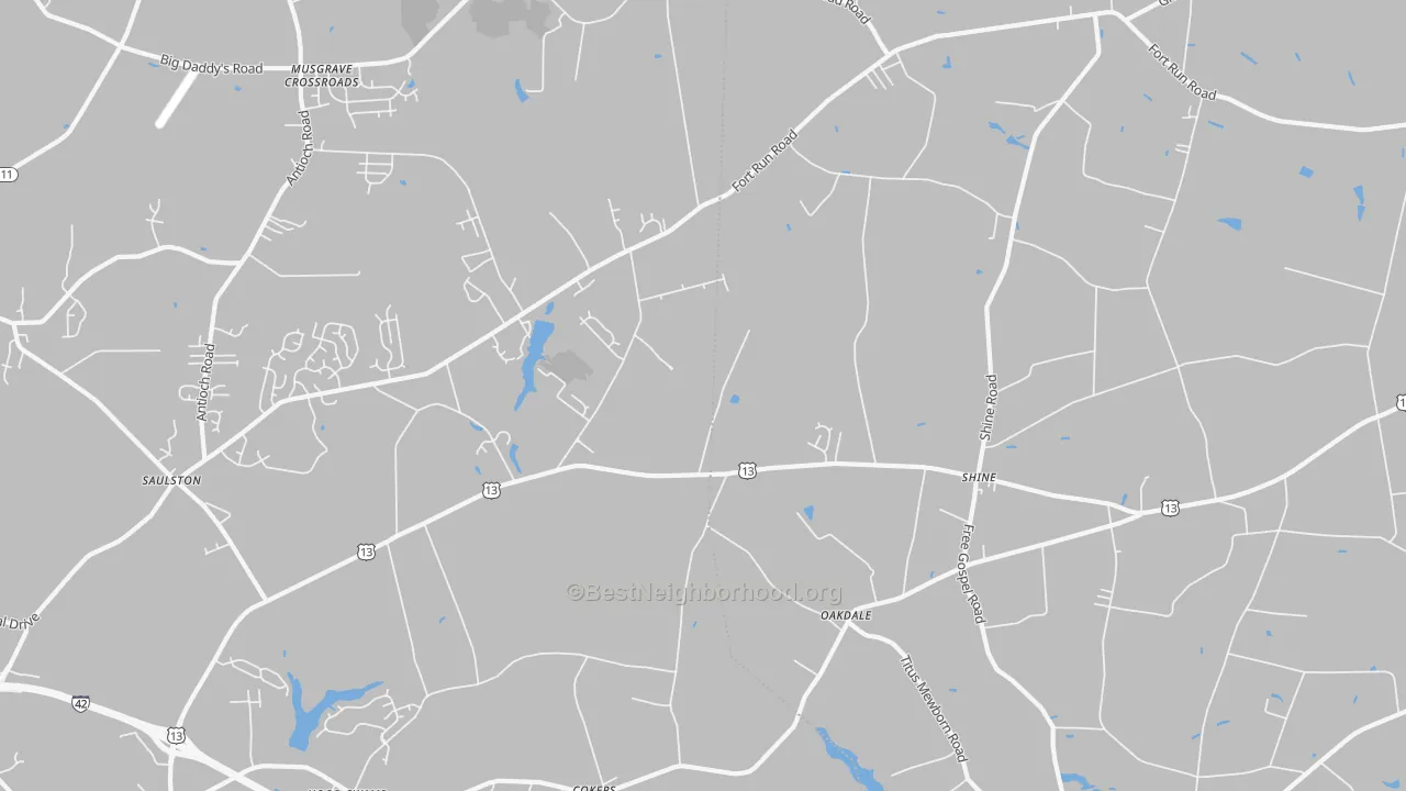 Transit Grade map of Shines Crossroads, NC