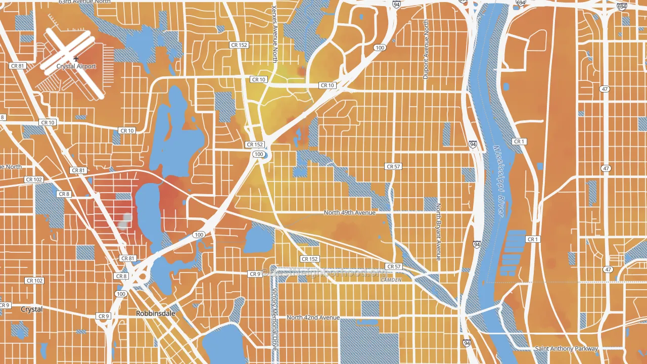 Transit Grade map of Shingle Creek, Minneapolis, MN