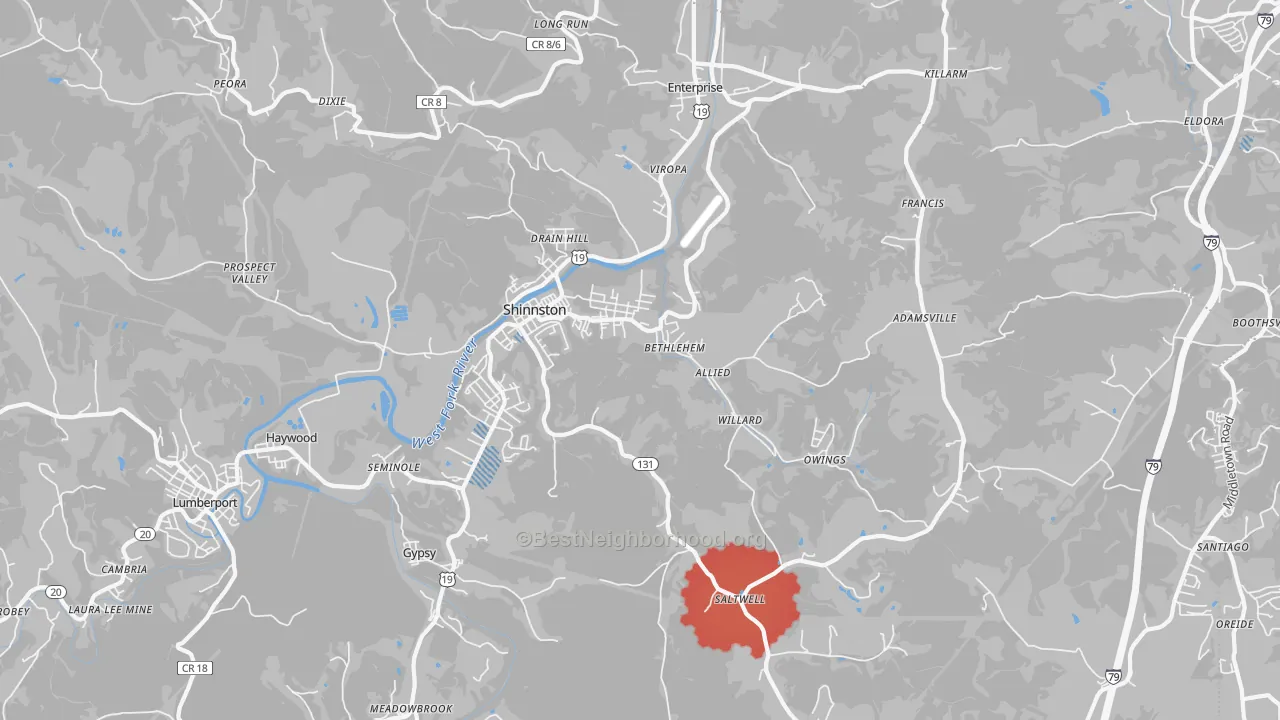 Transit Grade map of Shinnston, WV