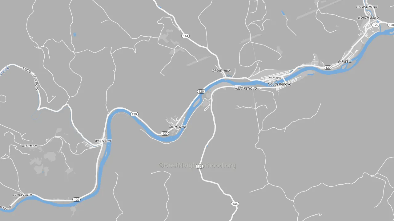 Transit Grade map of Shintown, PA