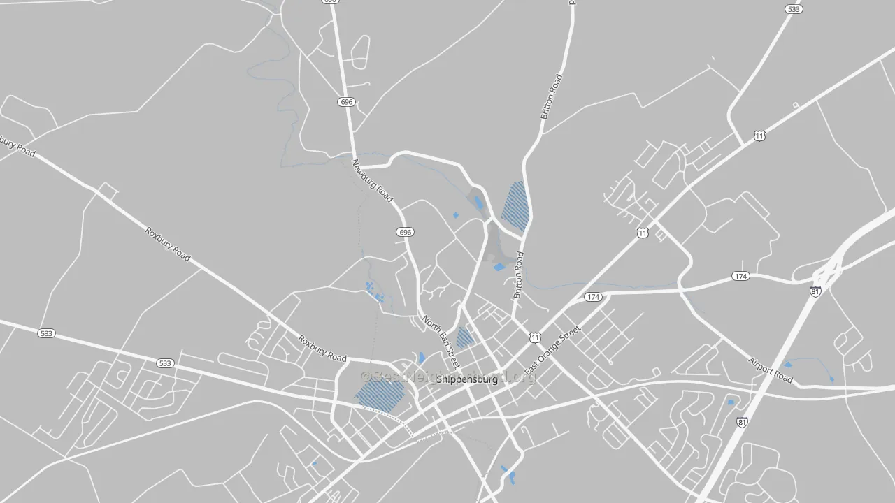Transit Grade map of Shippensburg University, PA