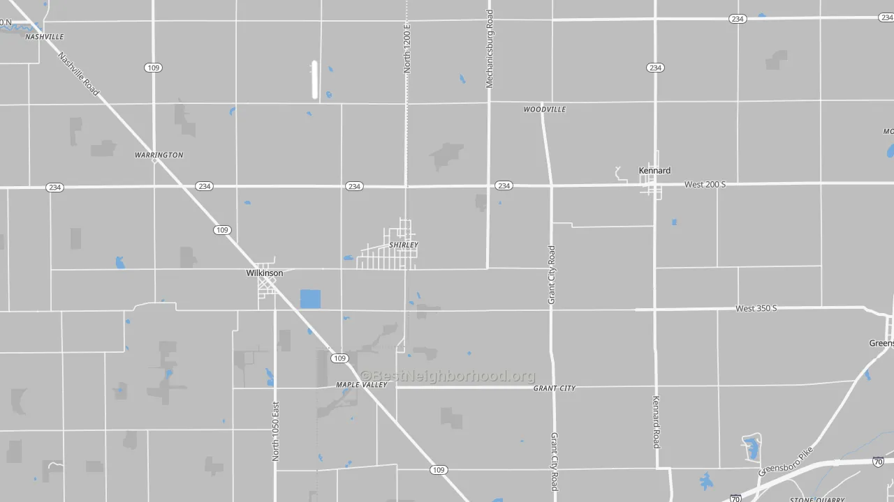 Transit Grade map of Shirley, IN