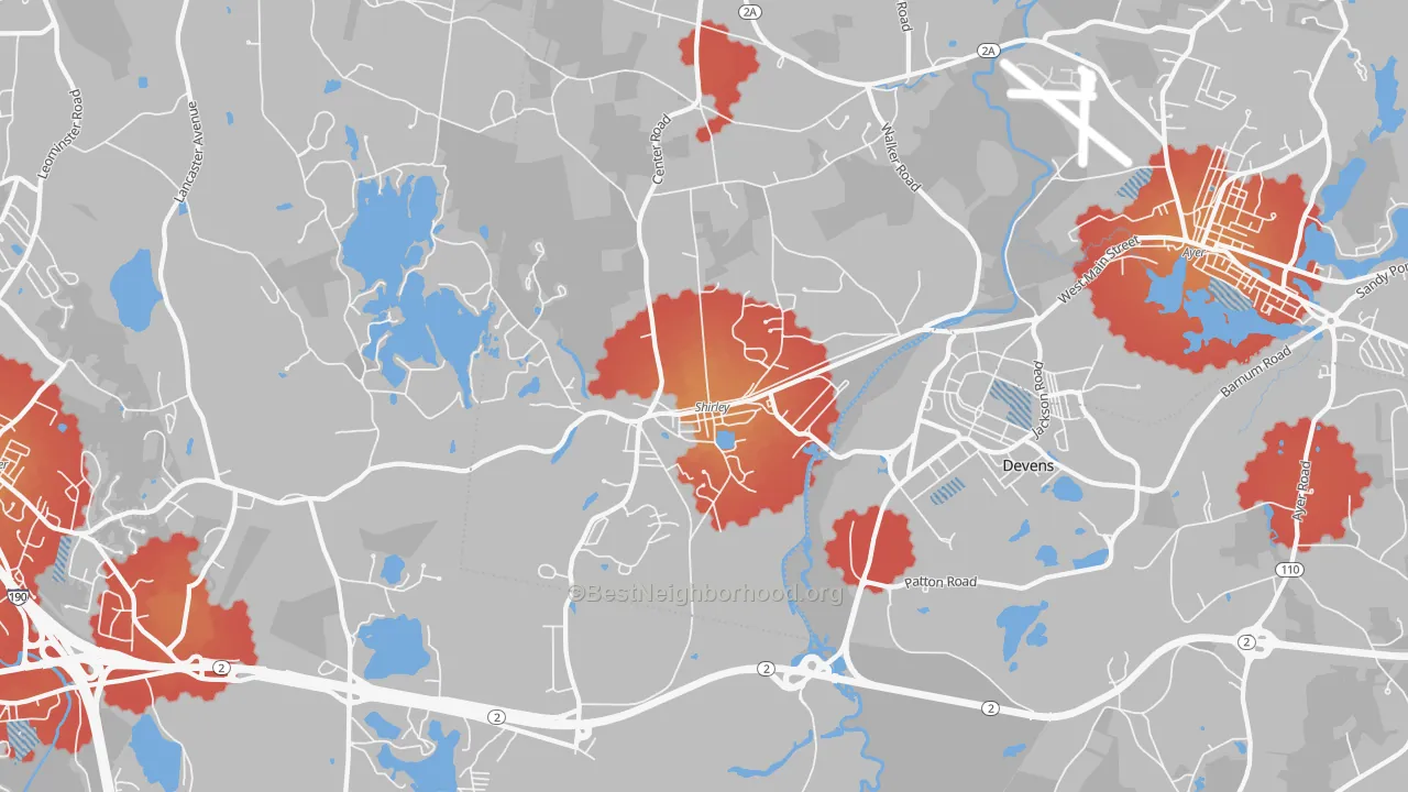 Transit Grade map of Shirley, MA
