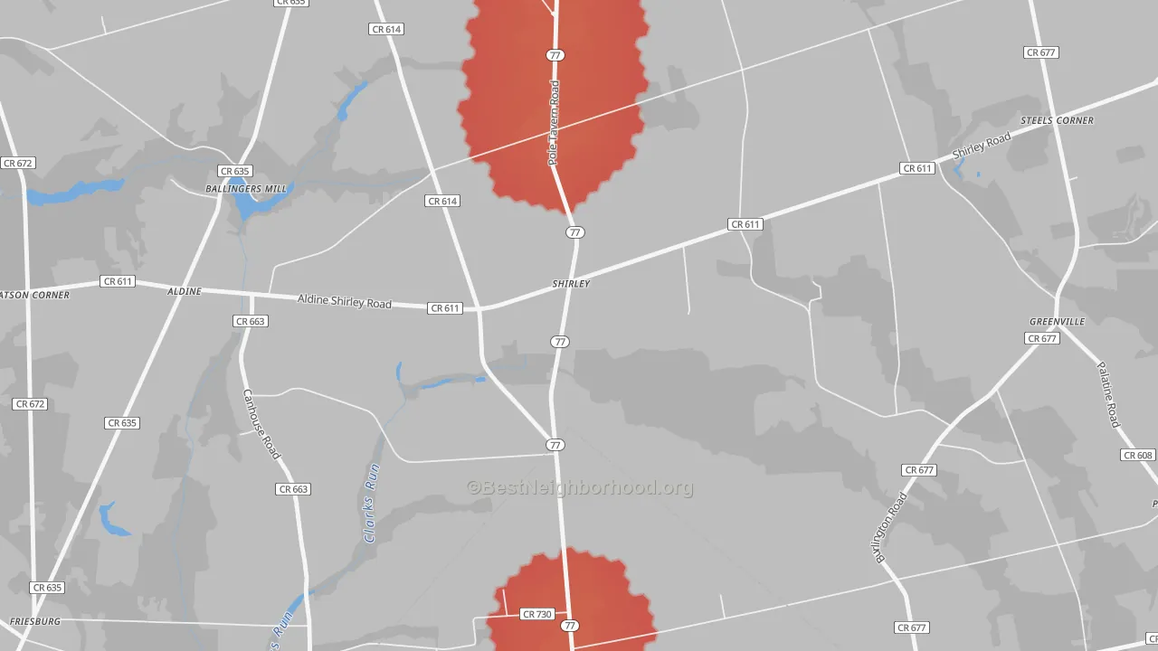 Transit Grade map of Shirley, NJ