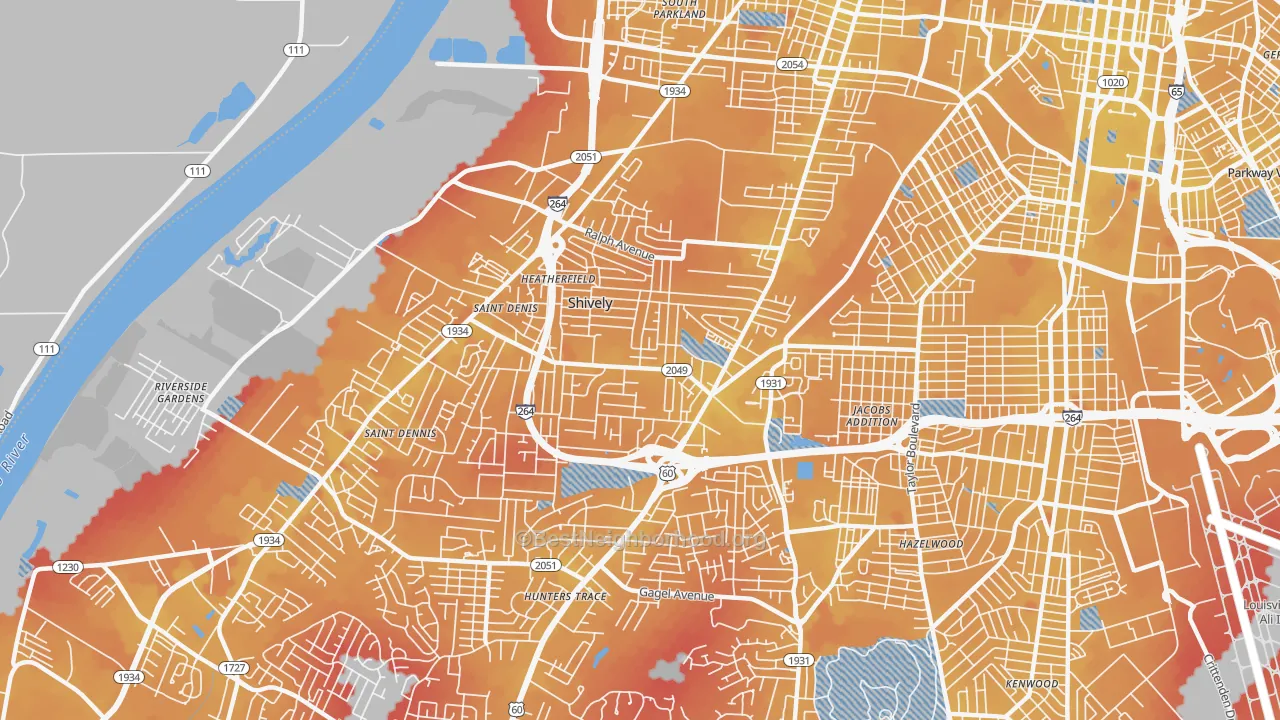 Transit Grade map of Shively, KY