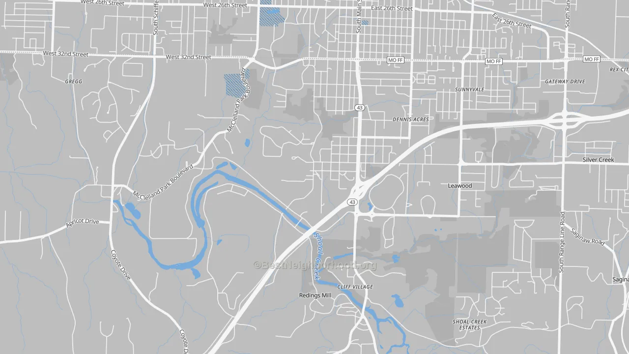 Transit Grade map of Shoal Creek Drive, MO