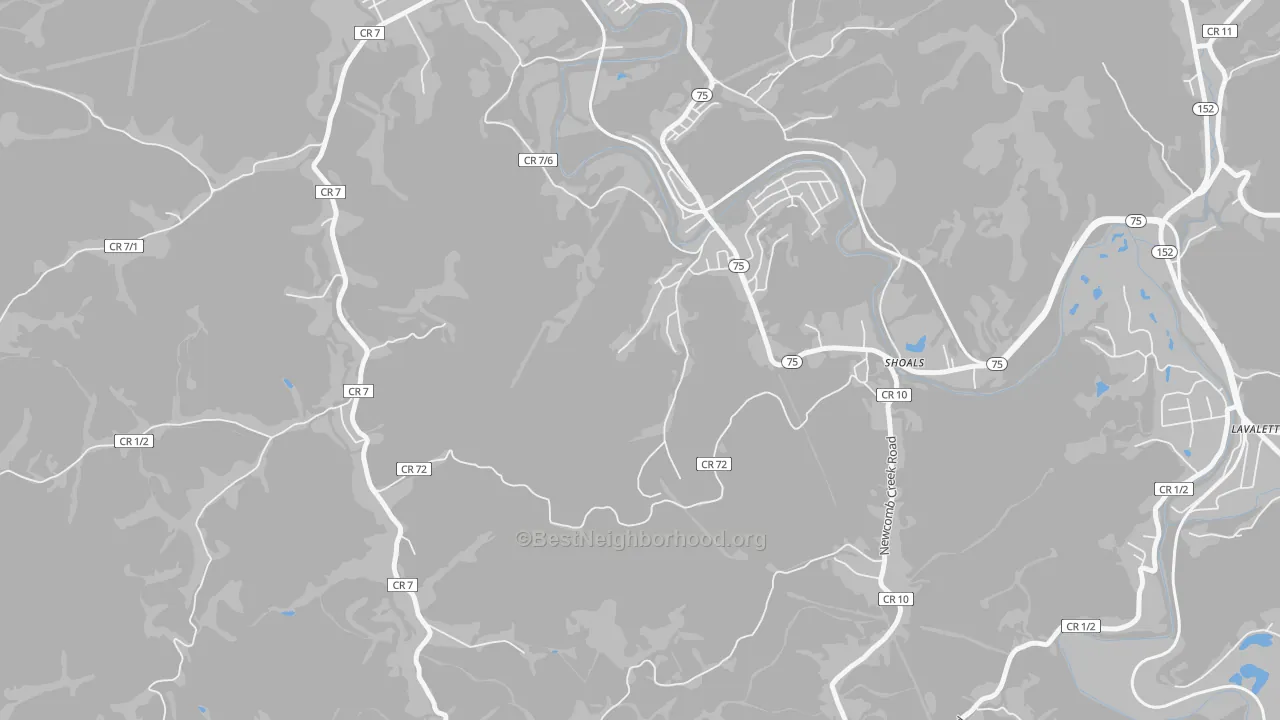 Transit Grade map of Shoals, WV