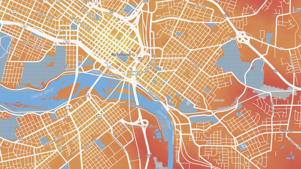 Transit Grade map of Shockoe Bottom, Richmond, VA