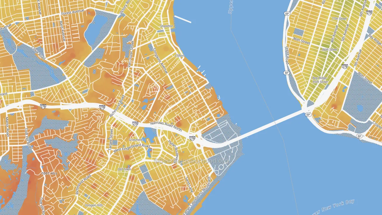 Transit Grade map of Shore Acres, Staten Island, NY