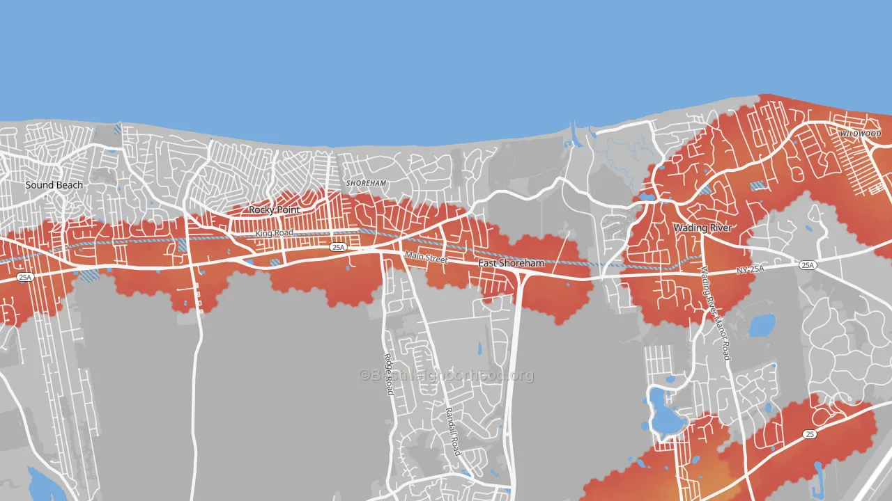 Transit Grade map of Shoreham, NY