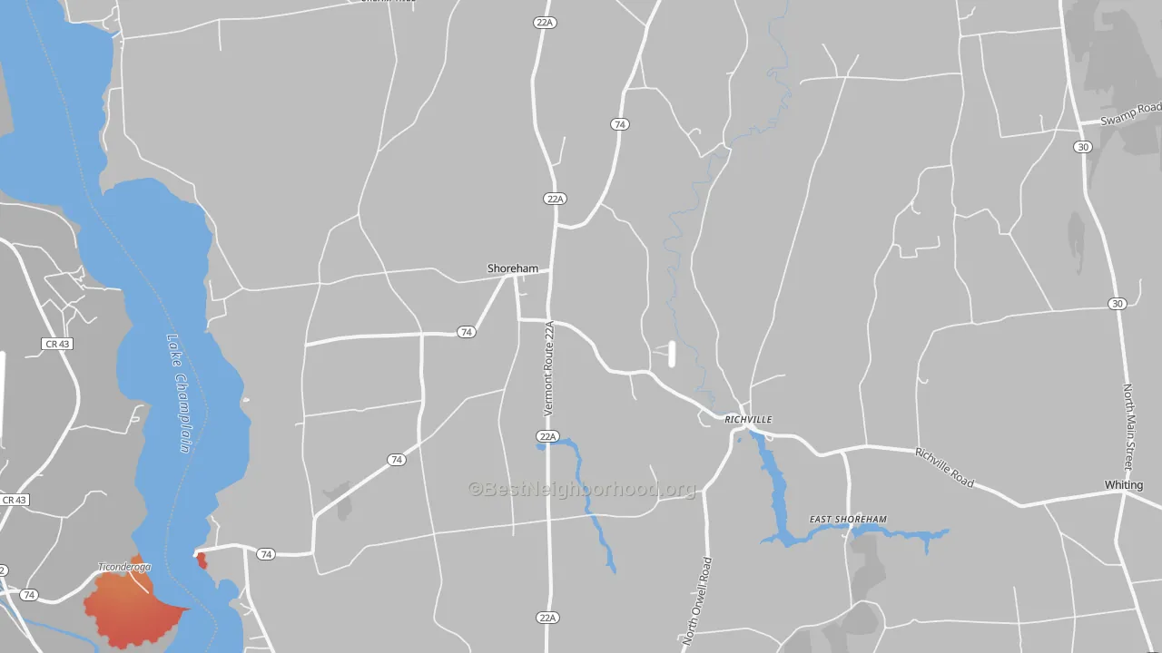 Transit Grade map of Shoreham, VT