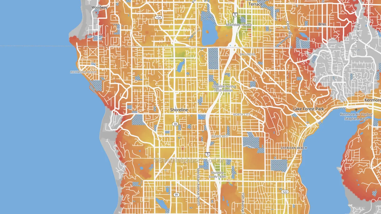 Transit Grade map of Shoreline, WA