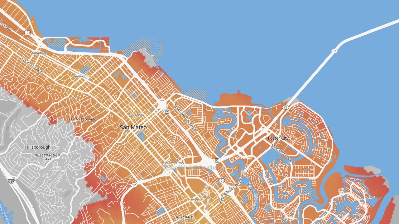 Transit Grade map of Shoreview, San Mateo, CA
