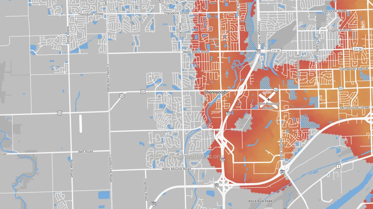 Transit Grade map of Shorewood, IL