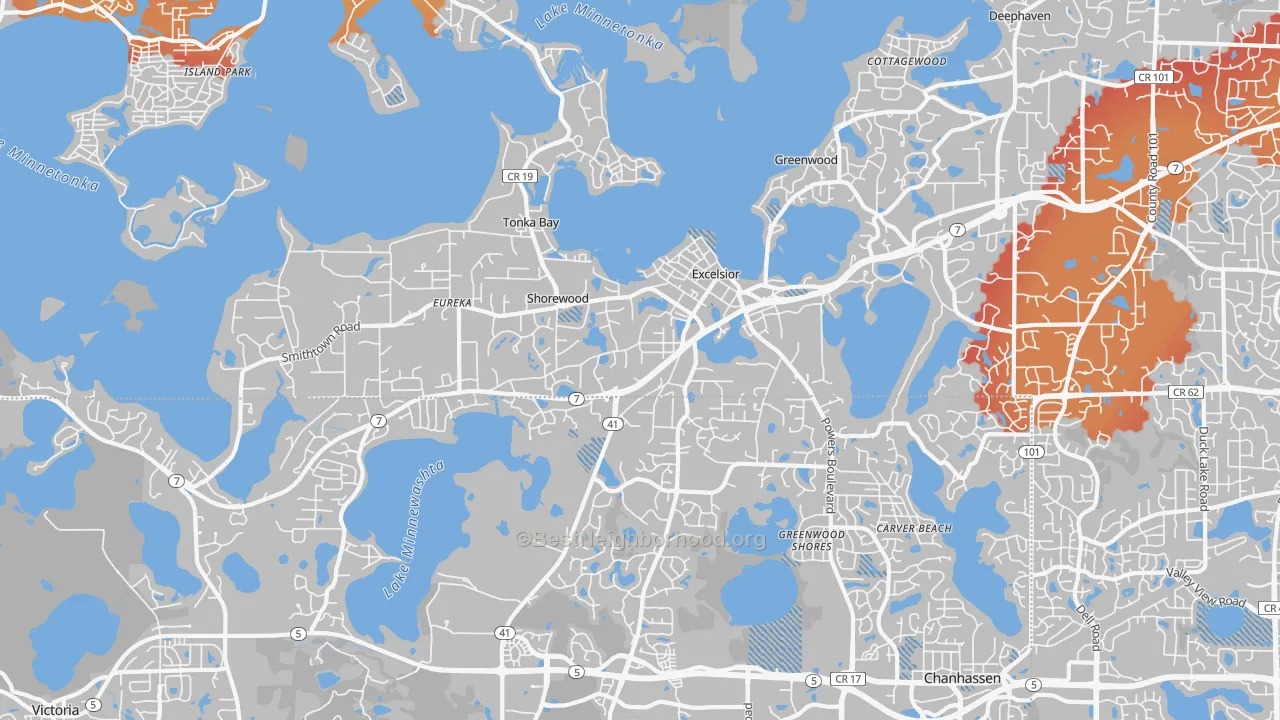 Transit Grade map of Shorewood, MN