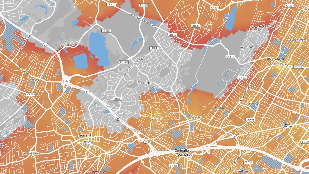 Transit Grade map of Short Hills, NJ