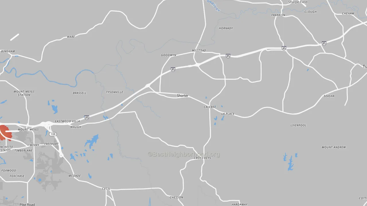 Transit Grade map of Shorter, AL