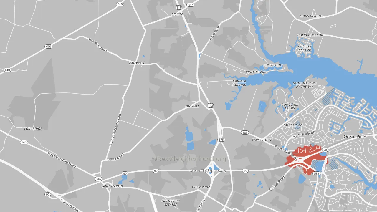 Transit Grade map of Showell, MD