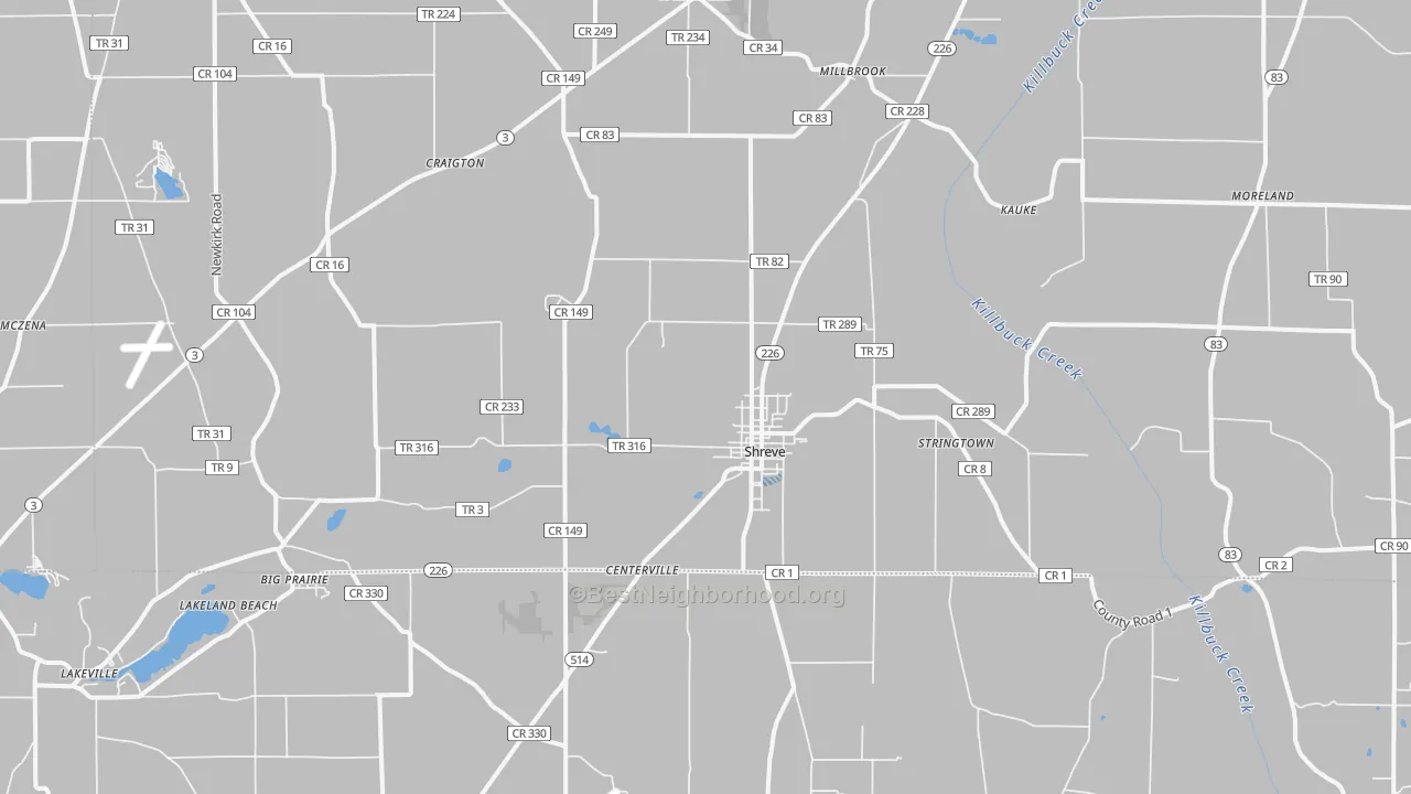 Transit Grade map of Shreve, OH