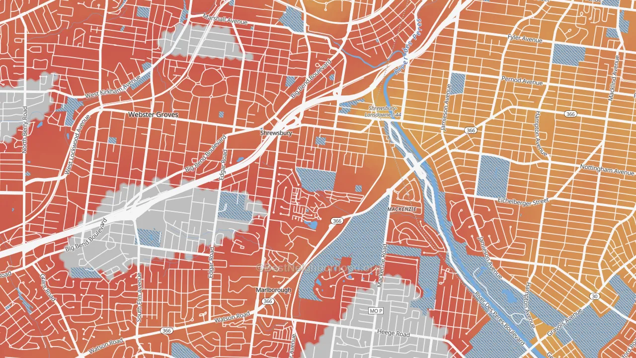 Transit Grade map of Shrewsbury, MO
