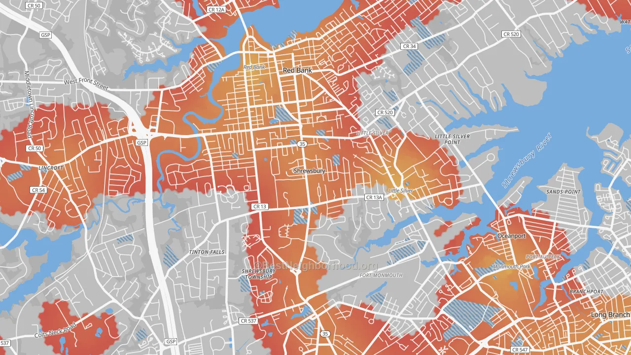 Transit Grade map of Shrewsbury, NJ