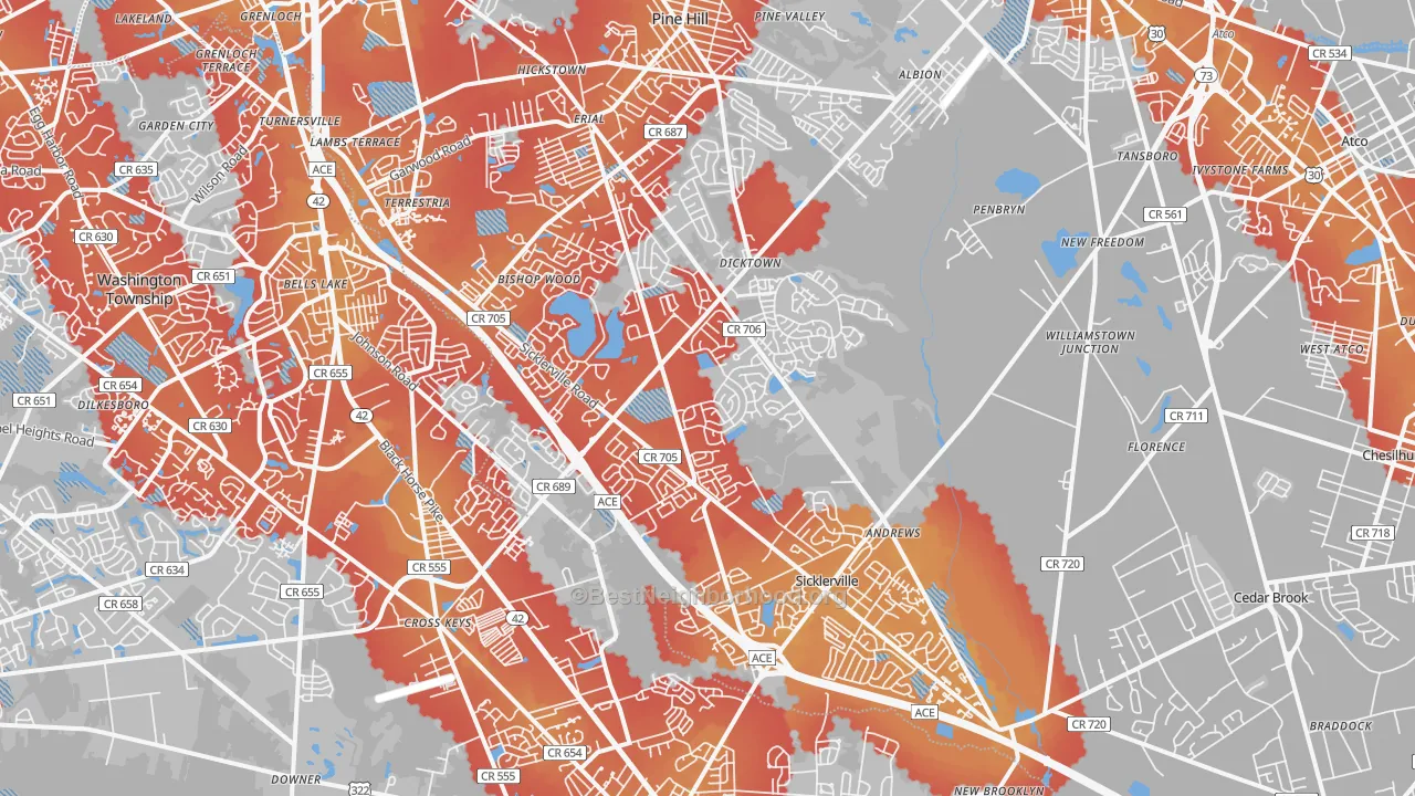 Transit Grade map of Sicklerville, NJ