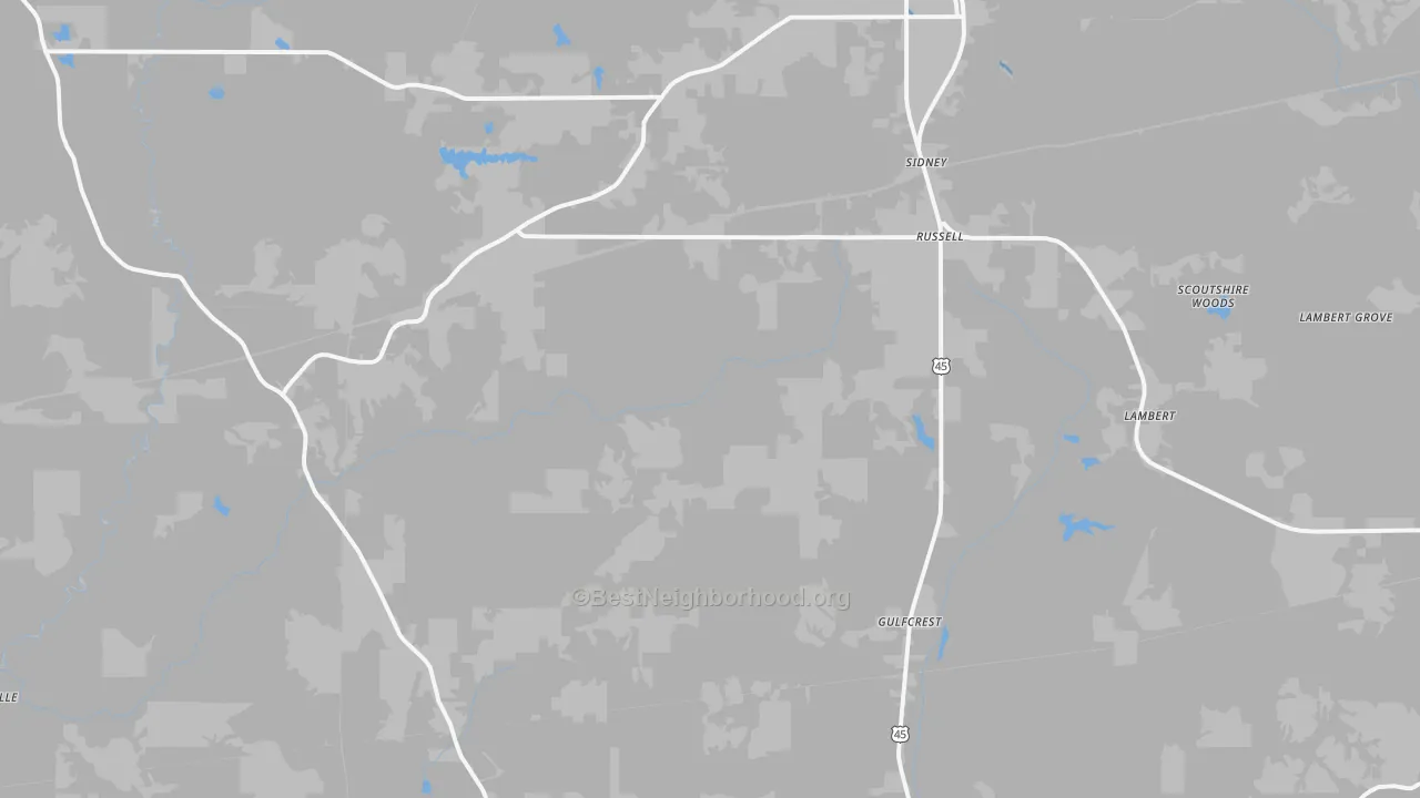 Transit Grade map of Sidney, AL