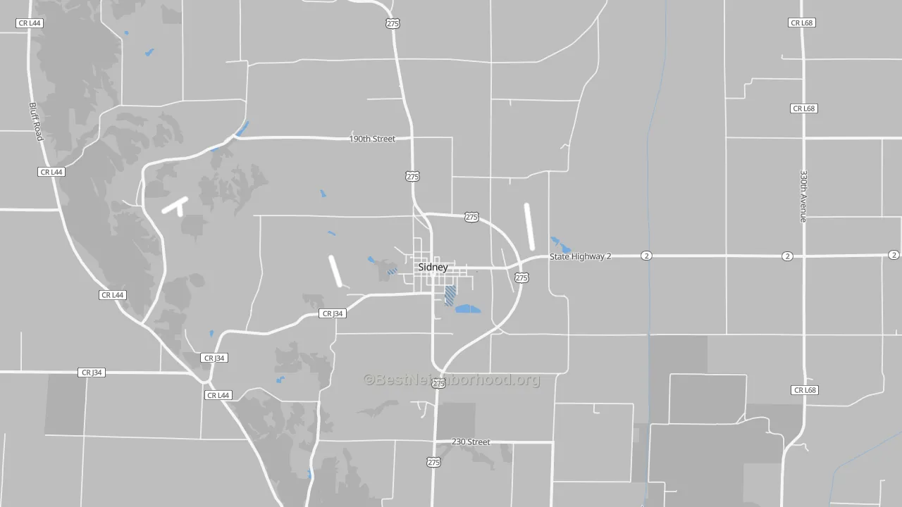Transit Grade map of Sidney, IA