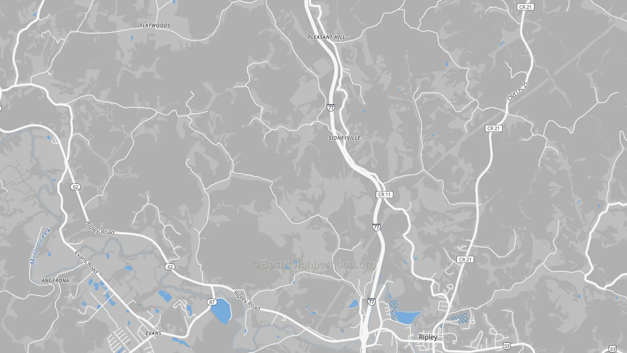 Transit Grade map of Sidneyville, WV