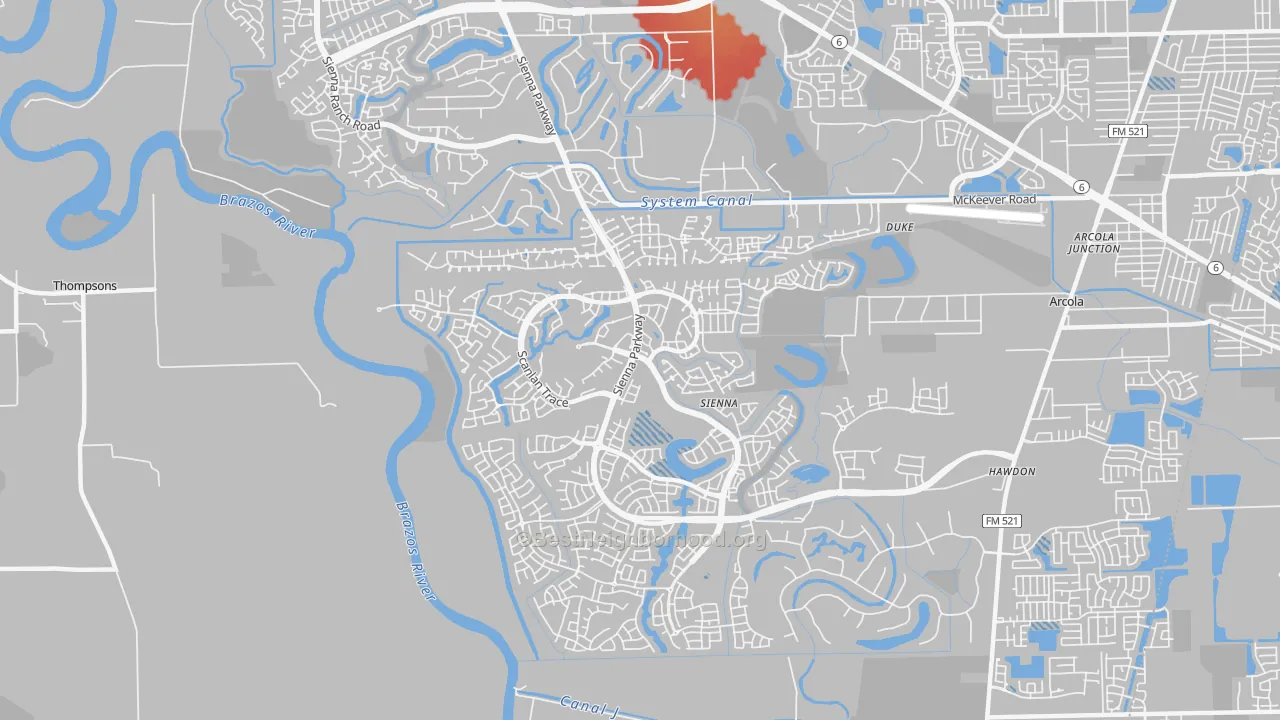 Transit Grade map of Sienna Plantation, TX