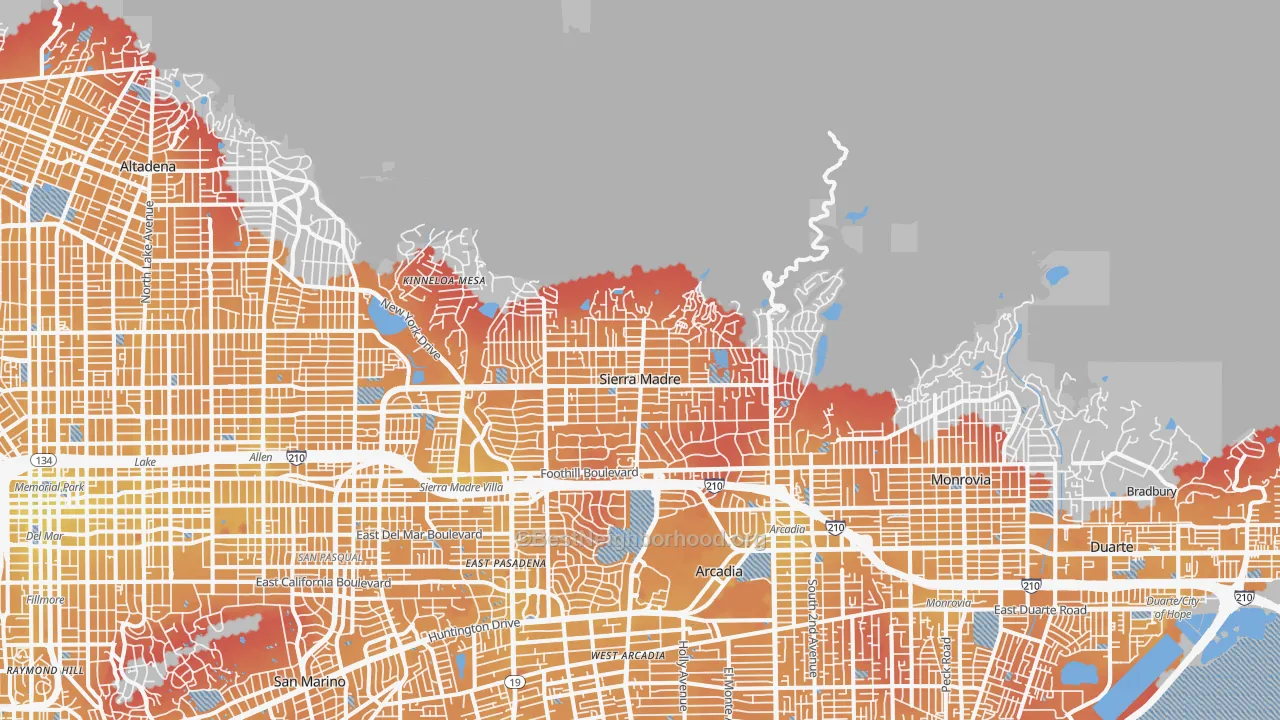 Transit Grade map of Sierra Madre, CA