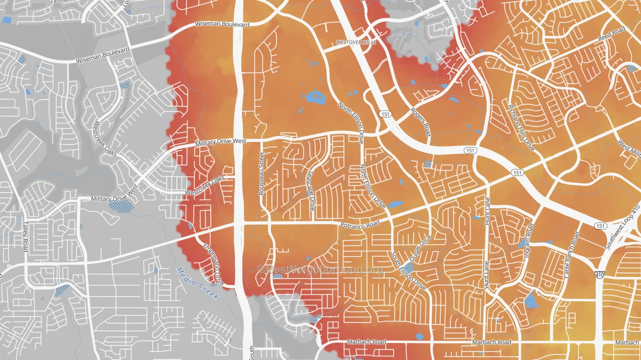 Transit Grade map of Sierra Springs, San Antonio, TX