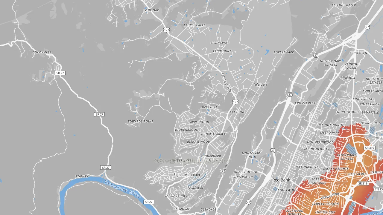 Transit Grade map of Signal Mountain, TN